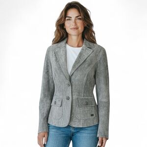 Ruff Hewn Sage Leather Suede Jacket Like New! M